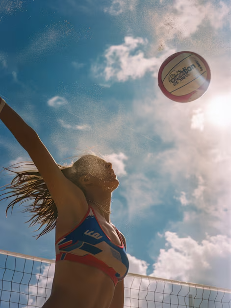 Hero Girl playing volleyball beachvolley